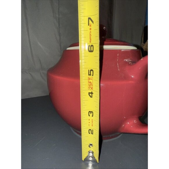 HALL Teapot Large Vintage Pottery Ceramic Porcelain Burgundy 12”Lx7”Wx7”H Vented - Picture 16 of 16